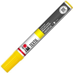Marabu 01170003019 - textielverfstift geel 019, lijndikte ca. 2-4 mm, stofstift voor lichte stoffen, op waterbasis, zachte grip, wasbaar tot 60 °C, lichtecht, eenvoudig in gebruik
