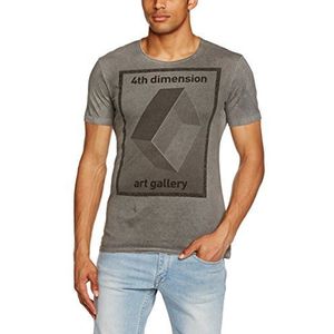 edc by ESPRIT Heren T-shirt ronde hals - Slim Fit 034CC2K031, grijs (Rock Grey), XL