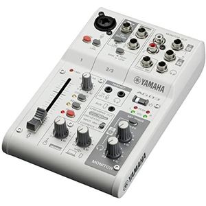 Yamaha AG03MK2 3-kanaals mixer voor livestreaming in wit, met USB audio-interface, voor Windows, Mac, iOS en Android