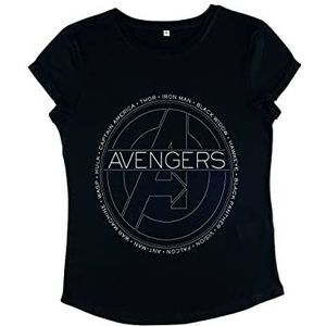 Marvel Dames Classic-Avengers Naam Rolled Sleeve T-Shirt, Navy Blue, XL, donkerblauw, XL