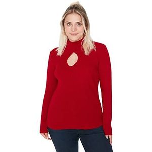Trendyol Vrouwen hoge hals effen normaal plus size trui sweatshirt, rood, XXL, Rood, XXL grote maten