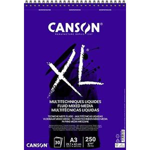 CANSON XL® Fluid Mixed Media, blok voor vloeibare mengtechnieken, DIN A3, 30 vellen, 250 g/m²