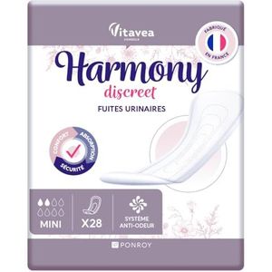 Harmony Discreet incontinentie maandverband voor dames – urinebescherming voor dames – handdoek na de geboorte – absorberend en geurremmend – gemaakt in Frankrijk – 28 handdoeken met 2 druppels –