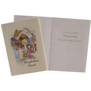 10 bedankkaarten Vouwkaarten Communie met Envelop met Inner Tekst 12-7395