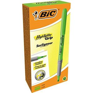 BIC Highlighter Grip Markeerstiften Verstelbare Schuine Punt - Groen, Doos van 12 Stuks