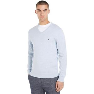 Tommy Hilfiger Heren Essential Katoen V-hals MW0MW14745, Trui, Blauw, XXXL, Blauw (Vessel Blue Heather), 3XL grote maten