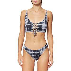 Urban Classics Dames Ladies Lace Up Tie Dye Bikini, zwart/wit, XS