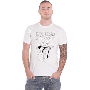 The Rolling Stones T Shirt Hackney Diamonds Tongue Outline Officieel Wit M