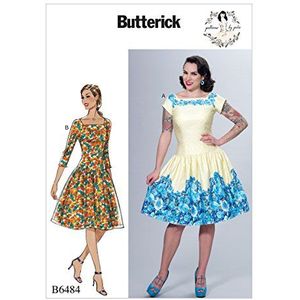 Butterick Patterns 6484 E5, Misses jurk, maten 14-22, Weefsel, meerkleurig, 17 x 0,5 x 22 cm
