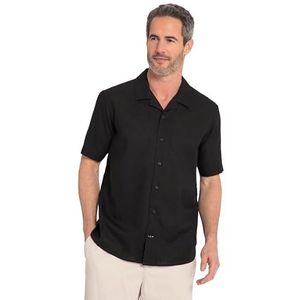 JP 1880, Herenhemd, grote maten, linnen mixhemd, halflange mouwen, cubakraag, modern fit, zwart, L