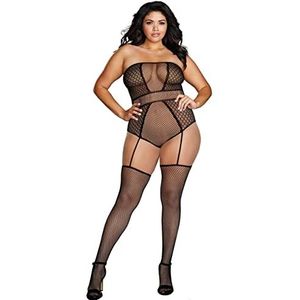 Strapless Teddy Bodystocking - Black