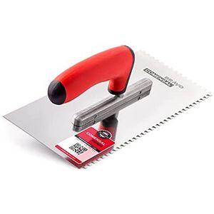 COMENSAL® Tandtroffel 4 mm - professionele roestvrijstalen stijltroffel - tandspatel voor het leggen van tegels - ergonomische handgreep - Made in EU - 270 x 130 mm