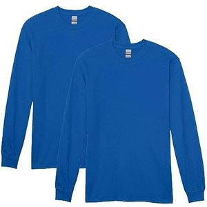 Gildan Zwaar katoenen T-shirt met lange mouwen voor volwassenen, stijl G5400, verpakking van 2 stuks, Koninklijk, XXL
