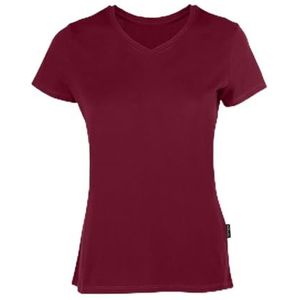 HRM Dames Luxe V-hals T-shirt, Bordeaux, Maat 5XL I Premium Dames V-hals T-shirt Gemaakt van 100% Biologisch Katoen I Dames Basic Shirt Wasbaar tot 60°C I Hoogwaardige en Duurzame Damestops