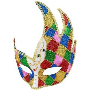 Boland 00200 - Oogmasker Venetië Nar, glitter en edelstenen, 16 x 21 cm, masker, accessoire, carnaval, themafeest, Halloween