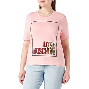 Love Moschino Dames Gepersonaliseerd Logo Box Graphic with Iridescent FOI T-shirt