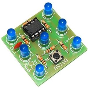 ArliKits AR190/B Elektronische kubus met 7 blauwe knipperende diodes, reuzenplezier, elektrische dobbelstenen, eenvoudige soldeerset