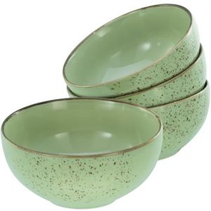 CreaTable, 21677, serie Nature Collection Green, 4-delige serviesset voor 4 personen, Boeddha Bowl van aardewerk, vaatwasser- en magnetronbestendig, kwaliteitsproductie