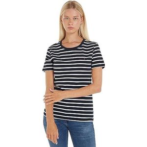 Tommy Hilfiger S/S gebreide tops voor dames, Blauw (Bretonse woestijnhemel/ecru), XXS