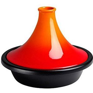 LE CREUSET Tajine met gietijzeren bodem en trechterdeksel van aardewerk, kan in de vaatwasser en de oven, voor alle soorten kookplaten, basis 27 cm, 2,3 liter, vulkanisch, 251382709