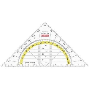 Brunnen 104975401 Geometrie-driehoek/Geodriehoek (voor school en kantoor, 16 cm, onbreekbaar, glashelder)