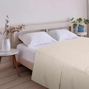ECOMMERC3 Extra zacht en comfortabel laken voor bedden van 200 cm, beige, gemaakt in Spanje, ademend, onderhoudsvriendelijk