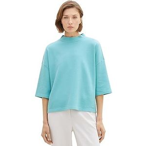 TOM TAILOR Dames Loose Fit Basic T-shirt met structuur, 10426 - Summer Teal, S, 10426-zomer Teal, S