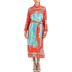 Replay Dames W9030 jurk, 010 rood/veelkleurig, XL, 010 Rood/Veelkleurig, XL