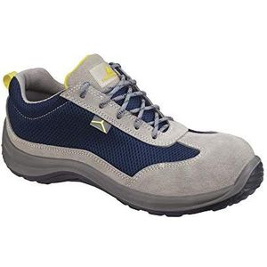 Deltaplus ASTISPGB43 Lage schoen van suède splitleer met mesh-inzetstukken - S1P Src, grijs-blauw, maat 43, grijs/blauw, 40 EU