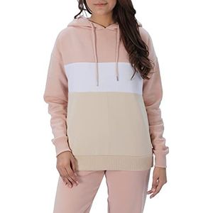 M17 Womens Dames Recyled Streep Kleur Blok Hoodie Pullover Gezellige Zachte Casual Hooded Sweatshirt Top Lange Mouw Jas Jumper, Blush Roze, M