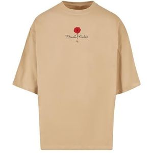 Merchcode Male Sunglasses Frida Kahlo - Logo Rose Enorme Tee, Oversized Fit, 100% Katoen, S, Unionbeige, S