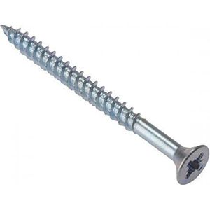 Bulk Hardware BH02198 Dubbele Schroefdraad Pozi-verzonken Schroeven, 10 x 2 inch, Glanzend Verzinkt (Verpakking à 20), Wit, Stuk