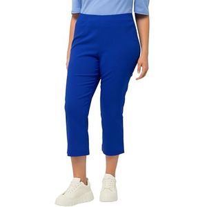 Ulla Popken Dames grote maten grote maten plus size bengalinbroek, kuitlang, elastische tailleband, stretch, kobaltblauw, 58W / 32L