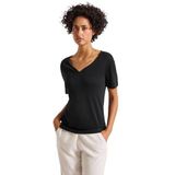 Street One - T-shirt - Zwart - Katoen-Modaalmix