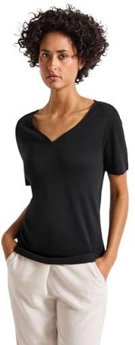 Street One - T-shirt - Zwart - Katoen-Modaalmix