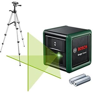 Bosch kruislijnlaser Quigo green met statief (groene laser voor betere zichtbaarheid, behuizing gemaakt van gerecyclede kunststof)
