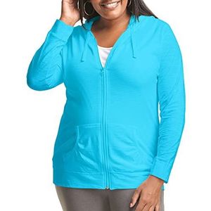 Just My Size Women's Full Zip Jersey Hoodie, Process Blue, 4X