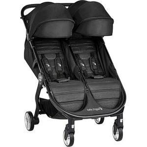 Baby Jogger City Tour 2 Dubbele kinderwagen voor broers en zussen voor op reis | Lichtgewicht, opvouwbare en draagbare dubbele kinderwagen | Pitch Black (zwart)