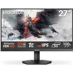 KOORUI G2711P 27 Inch Gaming Monitor,200Hz, IPS, Full-HD 1080P, 1ms, Adaptive Sync, VESA Mountable, HDMI/DP, Low Blue Light, 99% SRGB