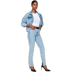Trendyol Dames hoge taille rechte been Bootcut & uitlopende jeans, Lichtblauw, 60