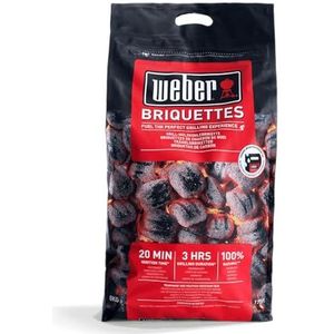 Weber Briketten | 8 Kg Zak| BBQ Brandstof | Premium Kwaliteit, Gemakkelijk Aan Te Steken | 100% Natuurlijk Hout | Gemaakt Van Resthout (1759180)