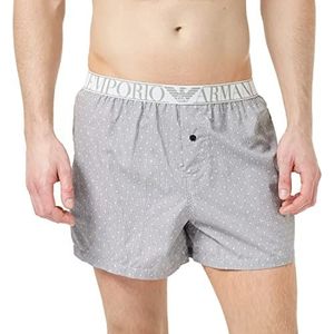 Emporio Armani Yarn Dyed Pajama Boxer Shorts voor heren, Grijs Microcheck, XL