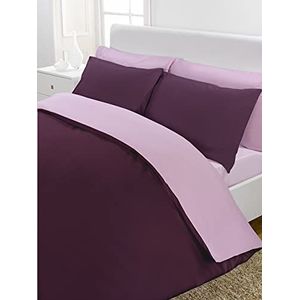 Rapport 180TC Percale Omkeerbare Quilt Cover, King, Aubergine & Lila, Polyester-Katoen, Auburn