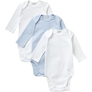 United Colors of Benetton 3 Body 3GI70B089 beddengoedset voor jongens en baby's, meerkleurig: wit-lichtblauw-wit 902, 82 jongens, Meerkleurig: wit - lichtblauw - wit 902, 82 cm