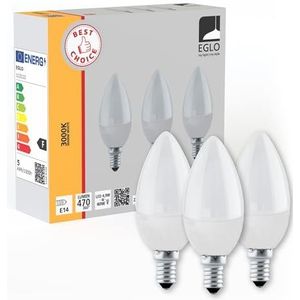 EGLO Set van 3 E14 LED lampen Milky, Edison gloeilampen, 4,9 Watt per stuk, kaars lichtbron warm wit, opaal glas, 3000k, C37, Ø 3,7 cm