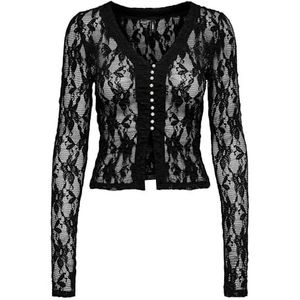 ONLY Onlalba L/S V-hals Lace Top JRS, zwart, XS