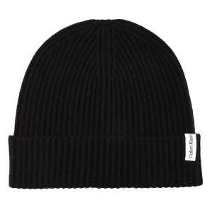 Calvin Klein heren Warme muts heren manchet hoed, Zwart geribbeld, one size