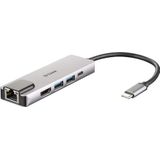 D-Link DUB-M520 5-in-1 USB-C Hub (docking station, ondersteunt Windows, Mac OS X, Linux, HDMI/RJ45/USB 3.0/USB C)