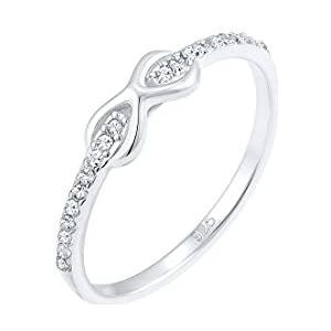 Elli Ring Infinity kristallen edel schattig 925 zilver, 58 EU, Facetgeslepen, Glas