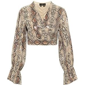 caneva Wikkelblouse voor dames met pailletten, beige, XS